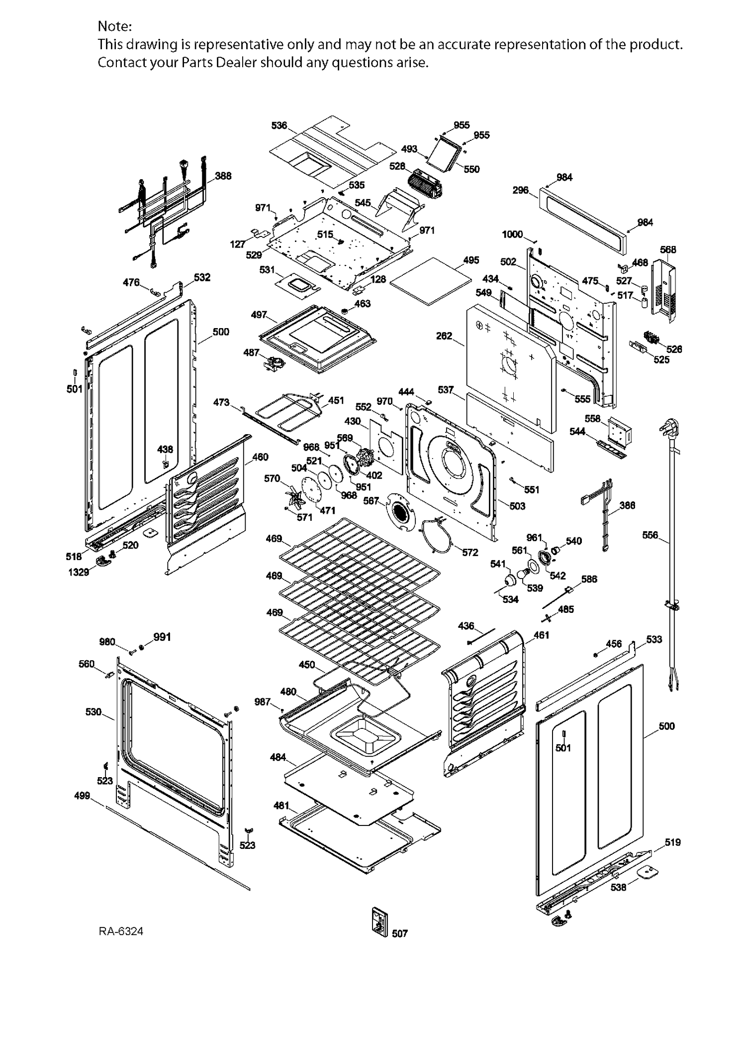 BODY PARTS Diagram and Parts List for CBC980ST7SS  General Electric Range