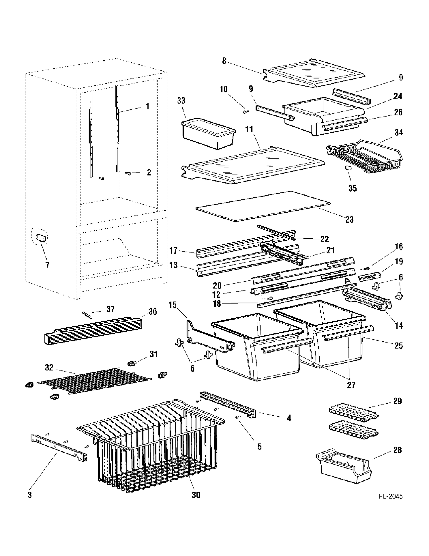 CABINET Diagram and Parts List for CCC18KAAAWW  General Electric Refrigerator