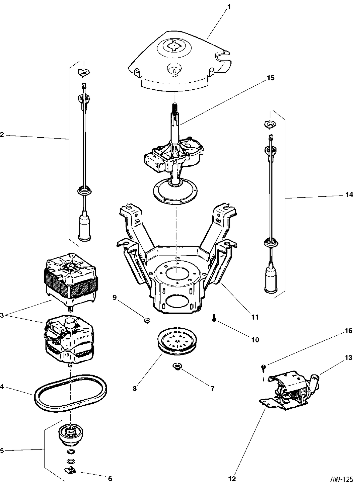 MECHANISM GROUP Diagram and Parts List for 57131T5WW  General Electric Washer