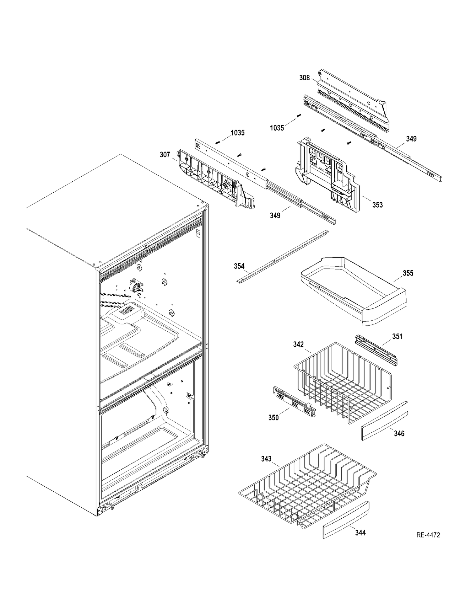 FZ SHELVES Diagram and Parts List for PDRS0MBYELSS  General Electric Refrigerator