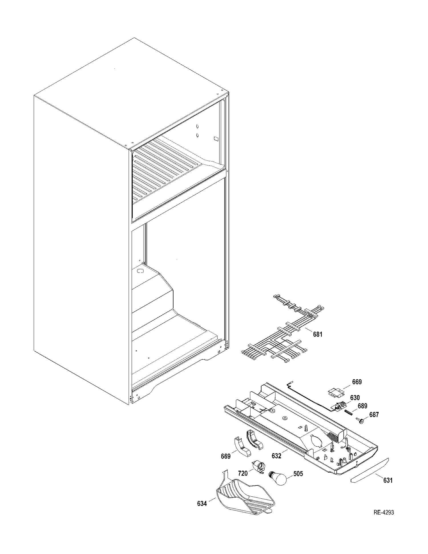 FF SECTION Diagram and Parts List for GTRC0HBZARWW  General Electric Refrigerator