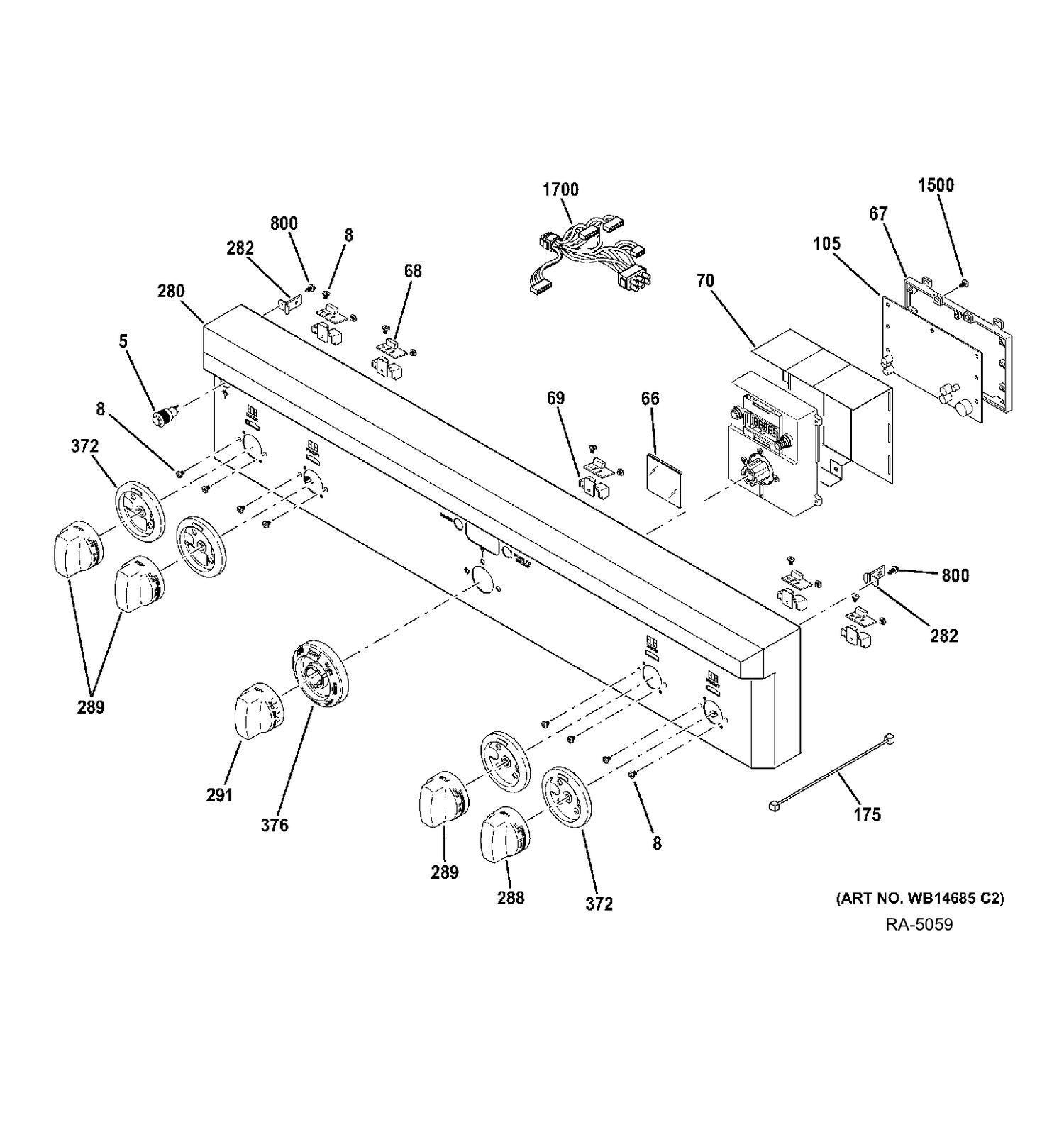 CONTROL PANEL Diagram and Parts List for ZDP304NP7SS  General Electric Range