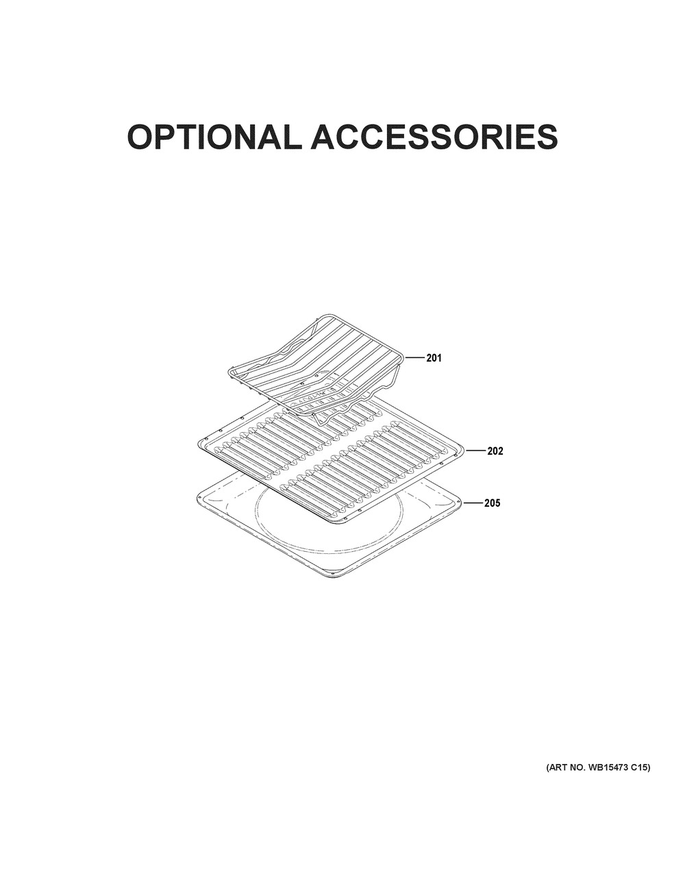 Optional Accessories Diagram and Parts List for C2Y366P5T1G2  General Electric Range