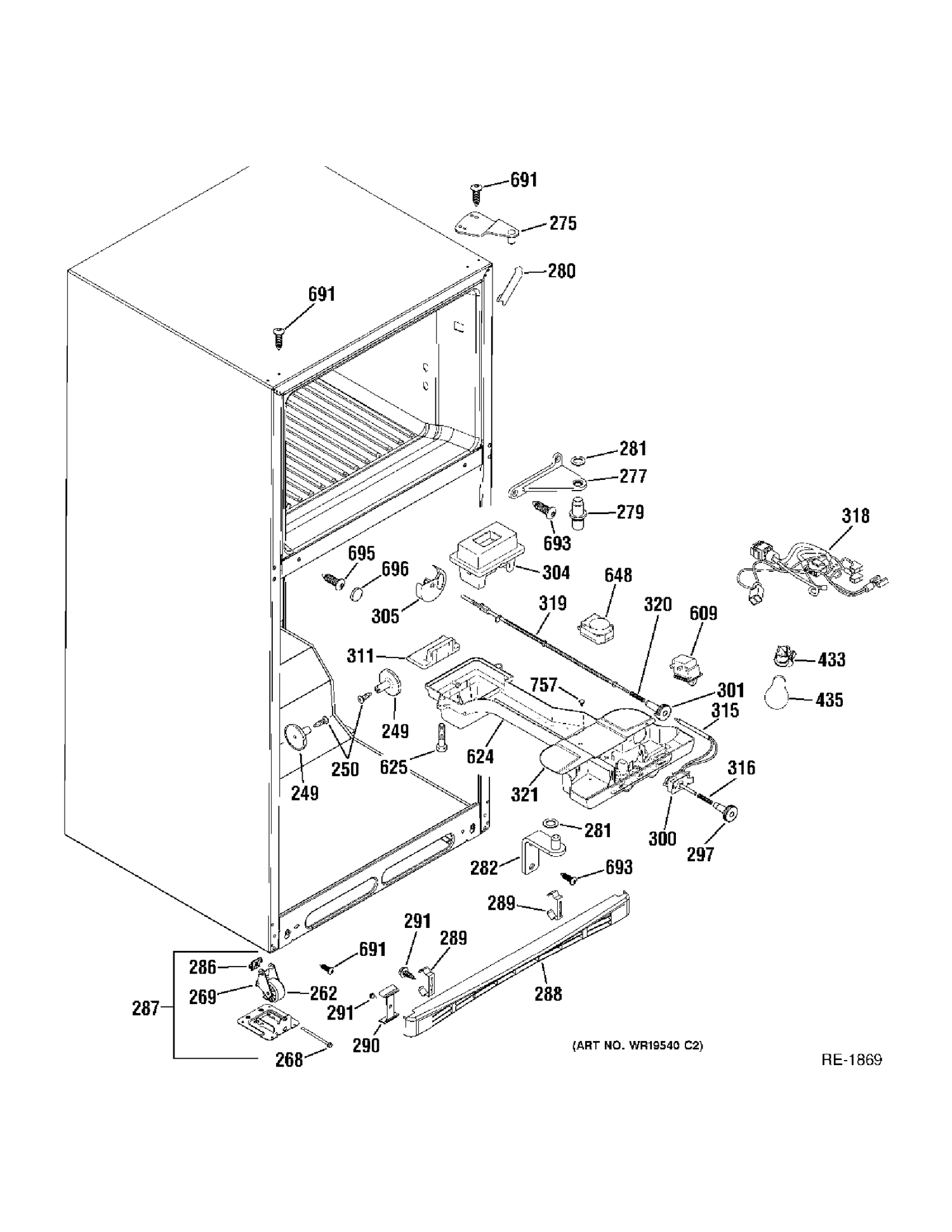 FF SECTION Diagram and Parts List for 38489KBSARSS  General Electric Refrigerator