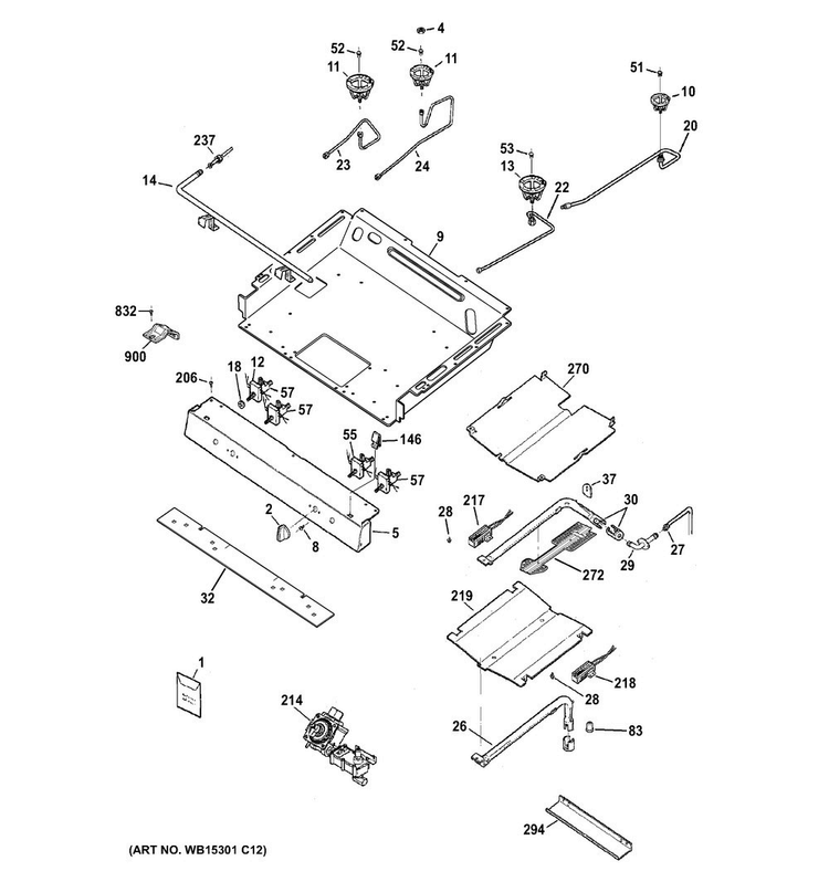 Gas & Burner Parts Diagram and Parts List for JGB620REF2SS  General Electric Range