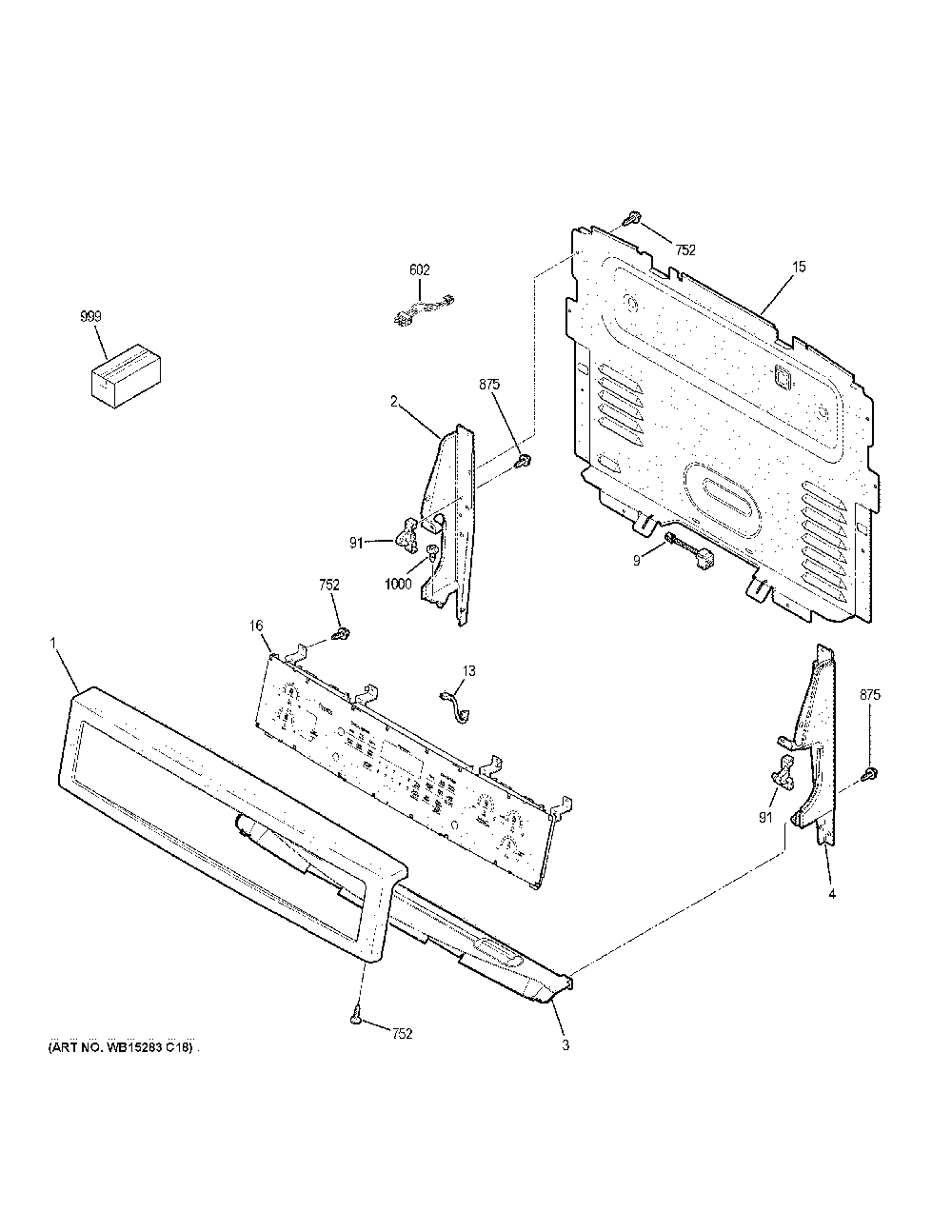 Control panel Diagram and Parts List for PB911FJ8DS  General Electric Range