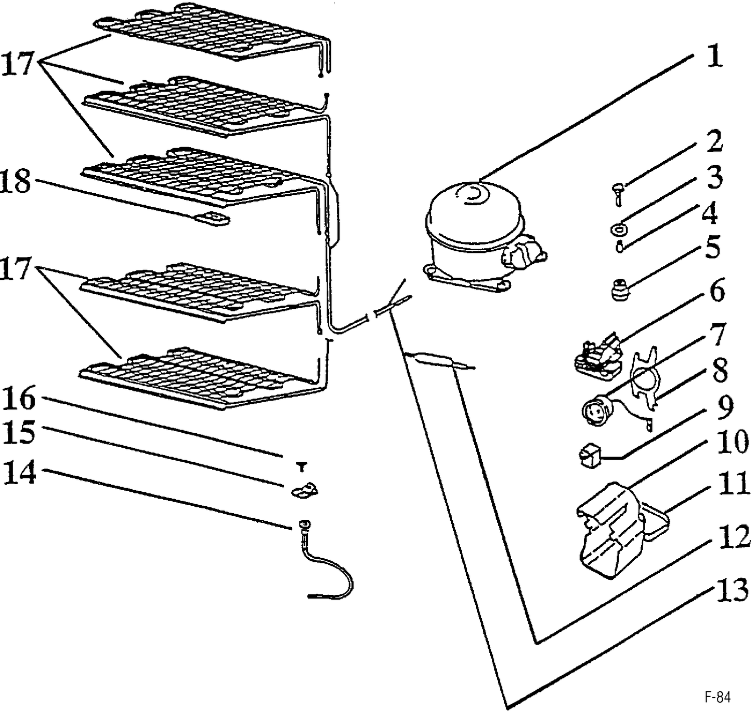 COMPARTMENT & SYSTEM GROUP Diagram and Parts List for DCGW140  General Electric Freezer