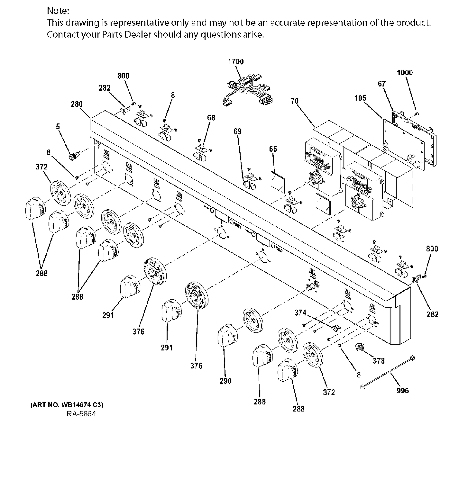 CONTROL PANEL Diagram and Parts List for ZDP486NDP7SS  General Electric Range