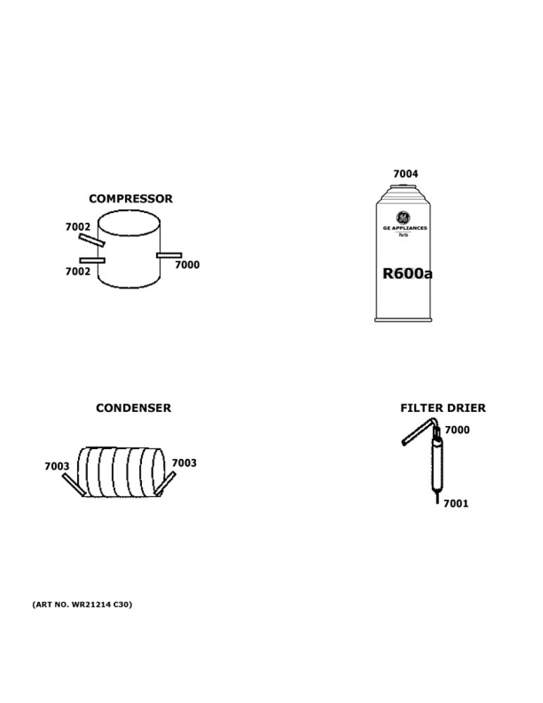 Lokring Connectors Diagram and Parts List for ZIBS240NDSS  General Electric Refrigerator