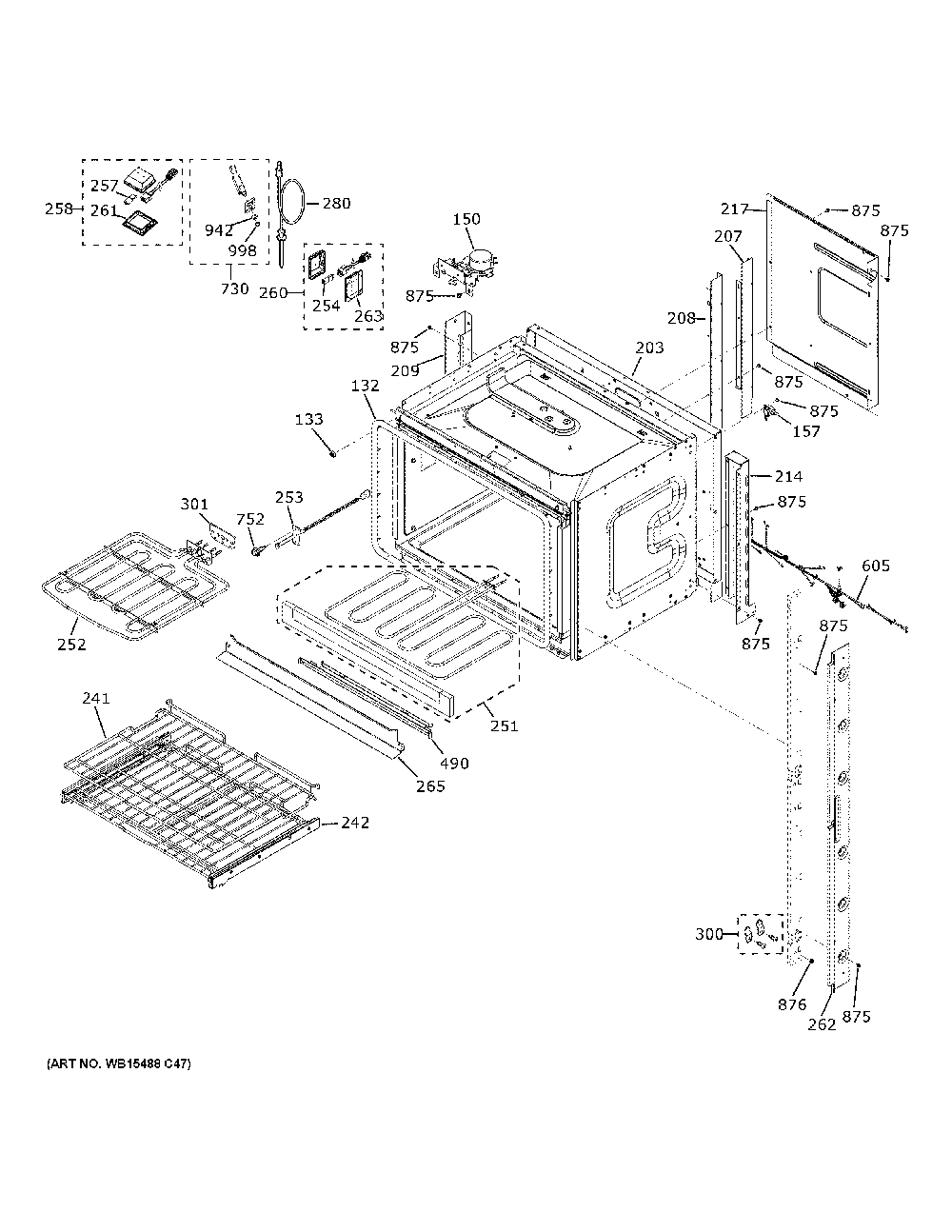 Upper Oven Diagram and Parts List for JKD5000DN3BB  General Electric Wall Oven