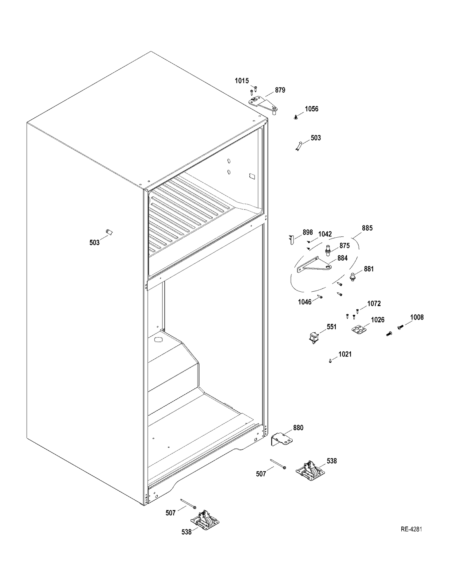 CASE PARTS Diagram and Parts List for GTRS0KBZALSS  General Electric Refrigerator