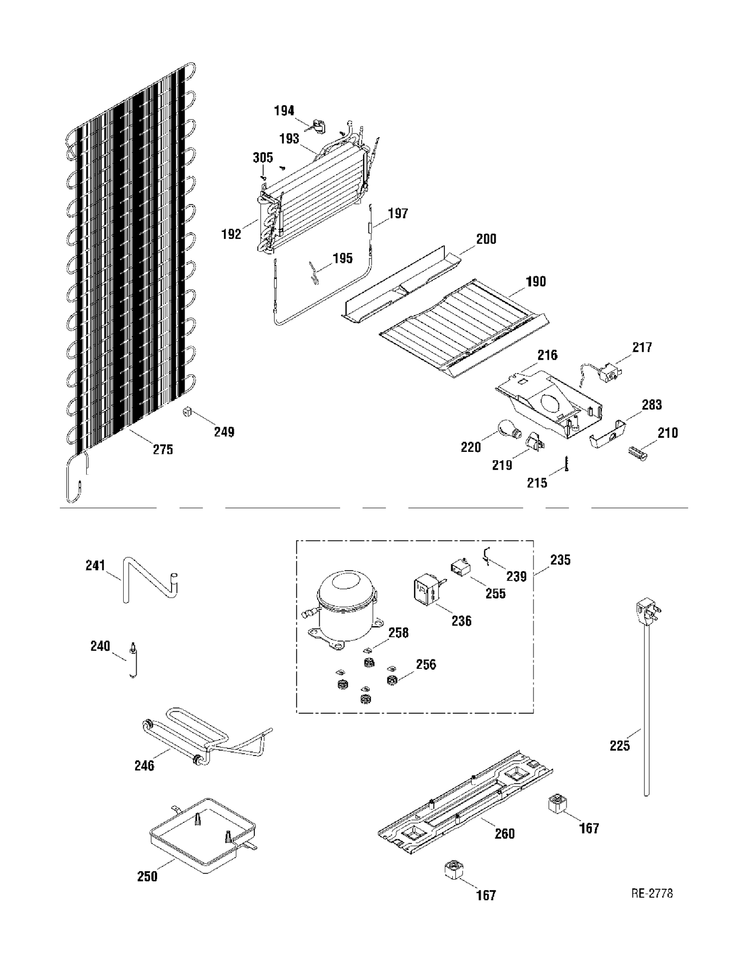 SYSTEM PARTS Diagram and Parts List for MTR09YAWAWW  General Electric Refrigerator