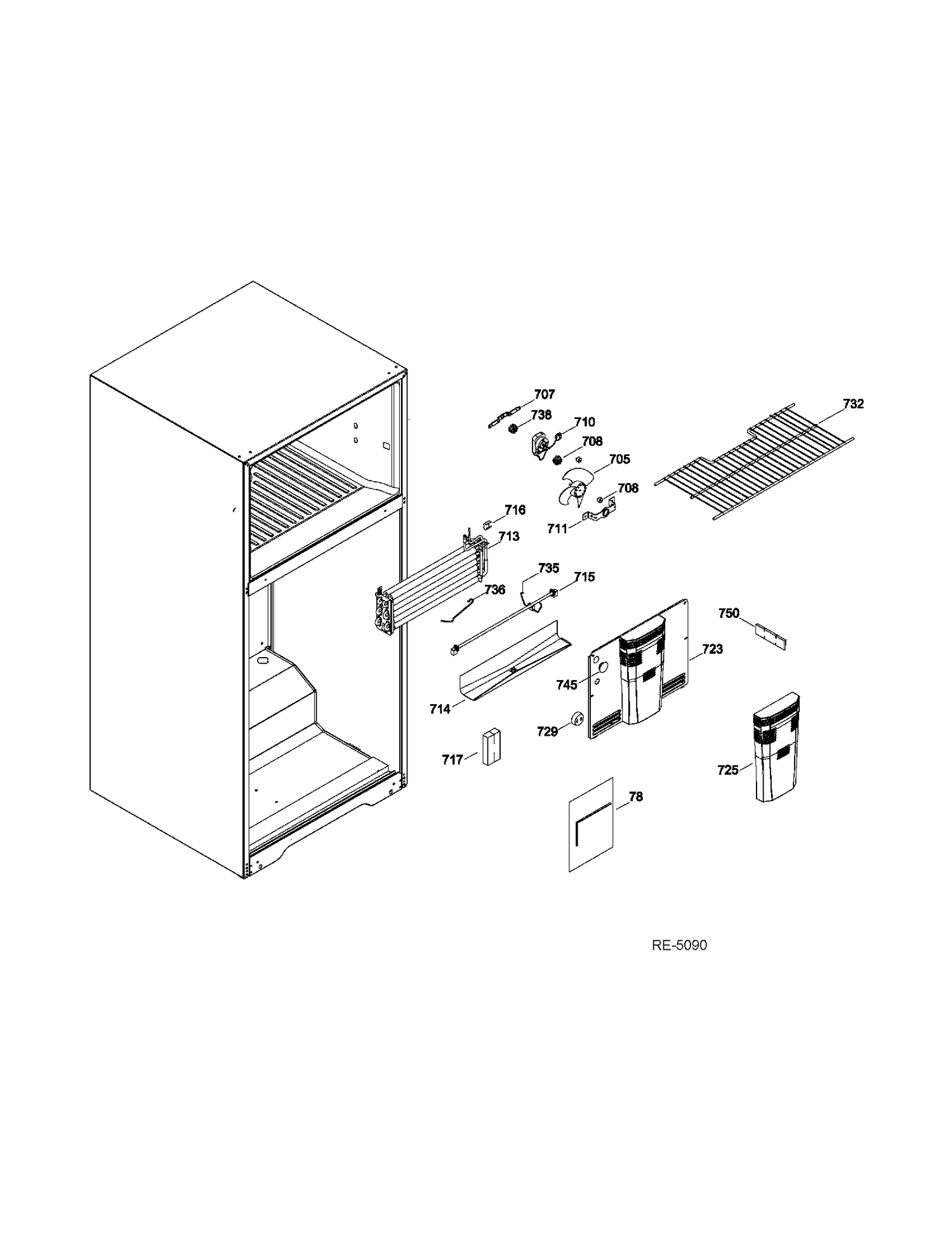 FZ SECTION Diagram and Parts List for GTRS0HBZBLSS  General Electric Refrigerator