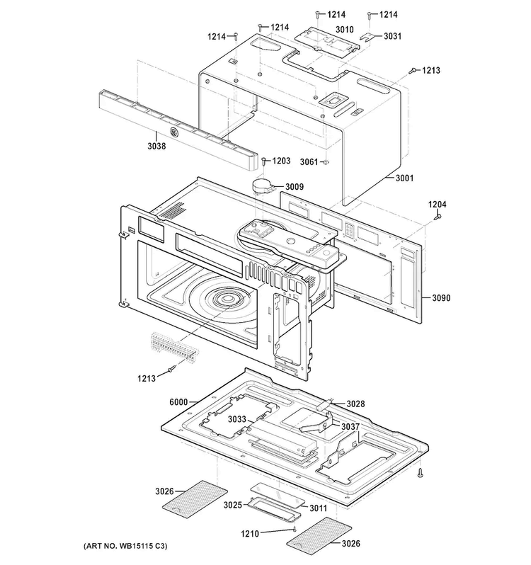 Oven Cavity Parts Diagram and Parts List for CVM1750SH1SS  General Electric Microwave