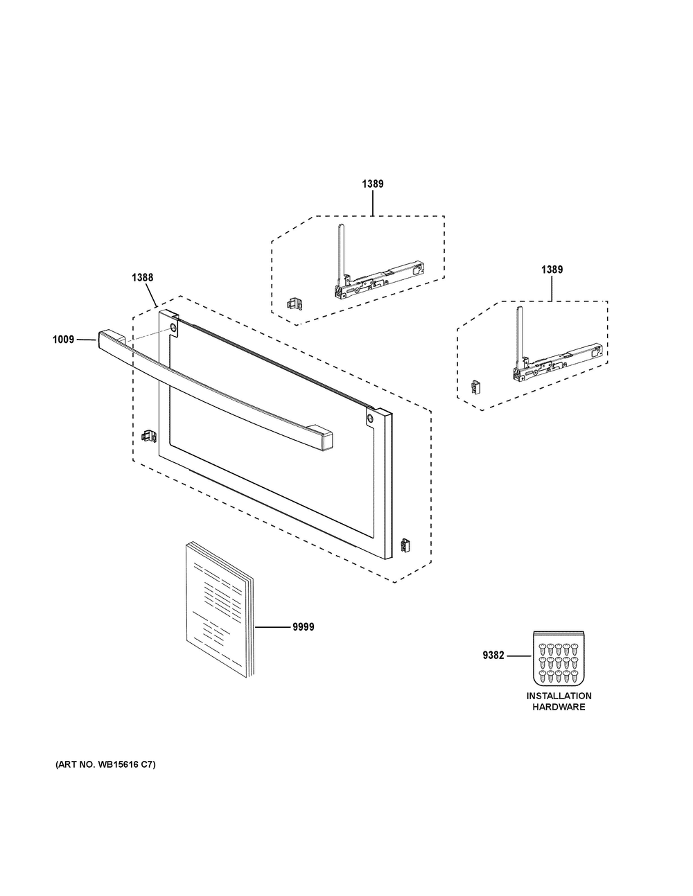 Door Parts Diagram and Parts List for PSB9240SV1SS  General Electric Wall Oven