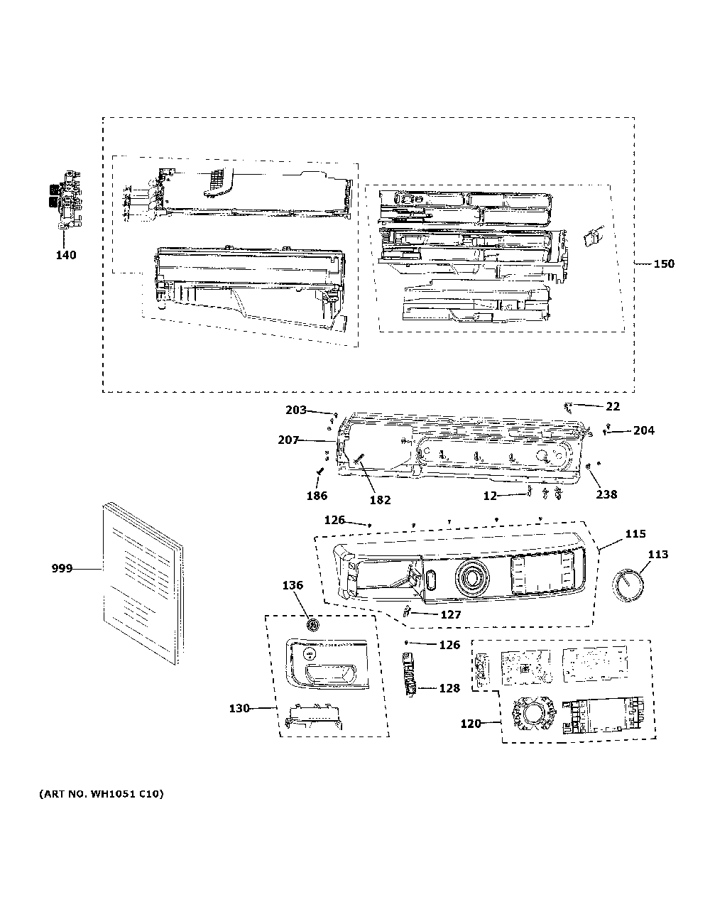 Controls And Dispenser Diagram and Parts List for GFW550SSN2WW  General Electric Washer