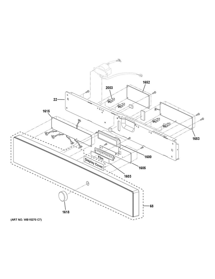Control Parts Diagram and Parts List for PWB7027SL1SS  General Electric Microwave