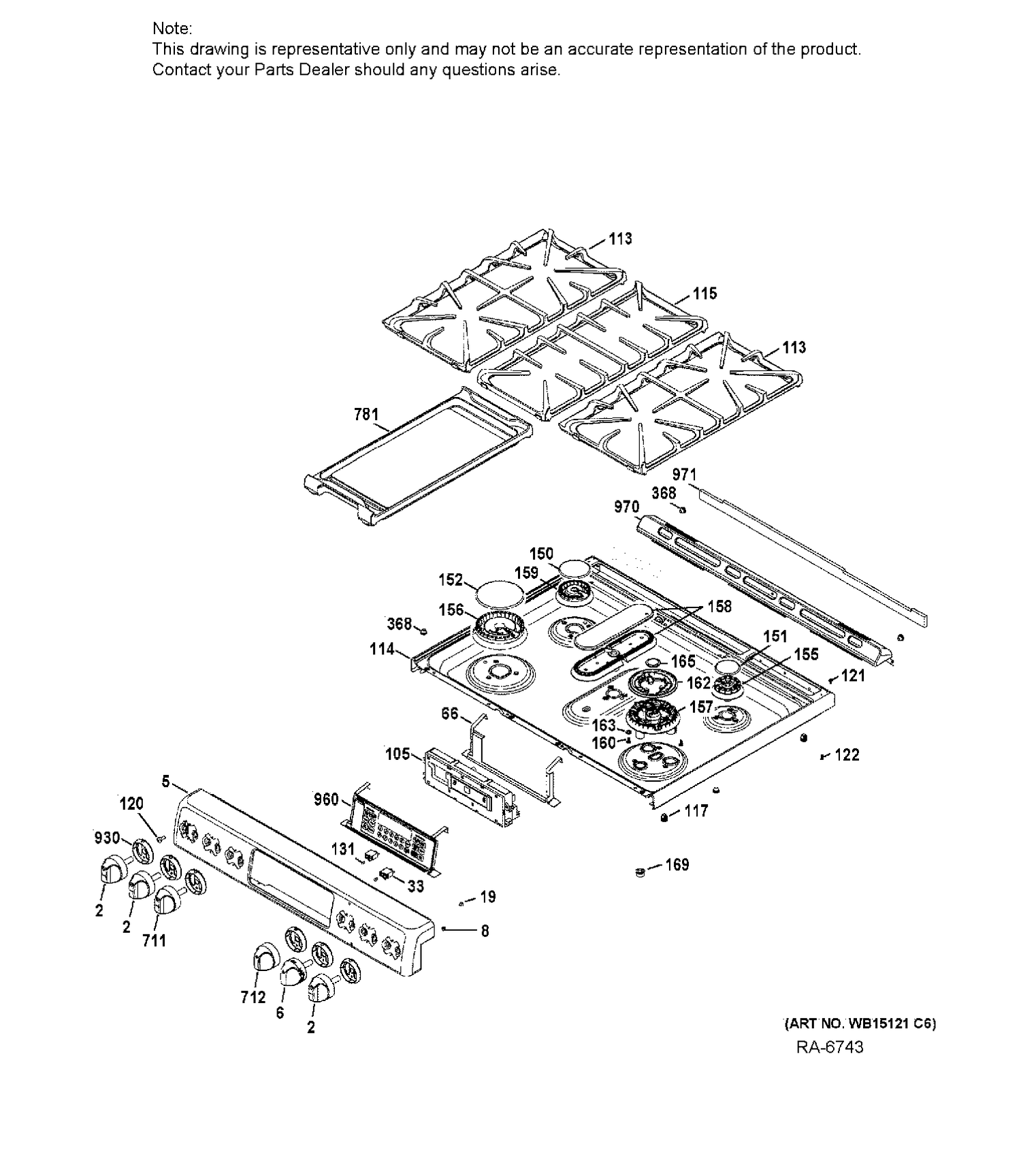 CONTROL PANEL & COOKTOP Diagram and Parts List for CCGS990SET9SS  General Electric Range
