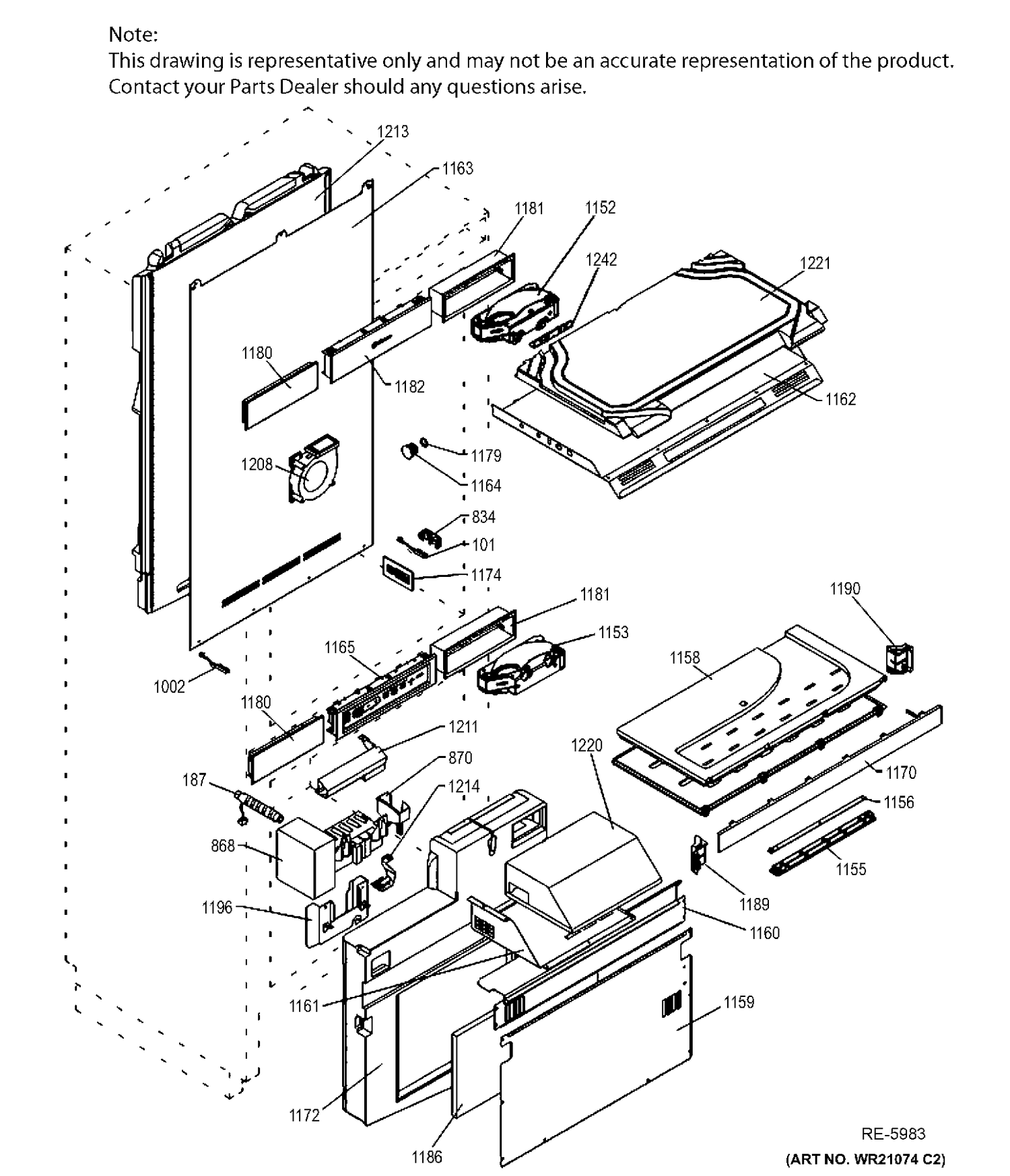 CABINET Diagram and Parts List for ZIC30GNHAII  General Electric Refrigerator