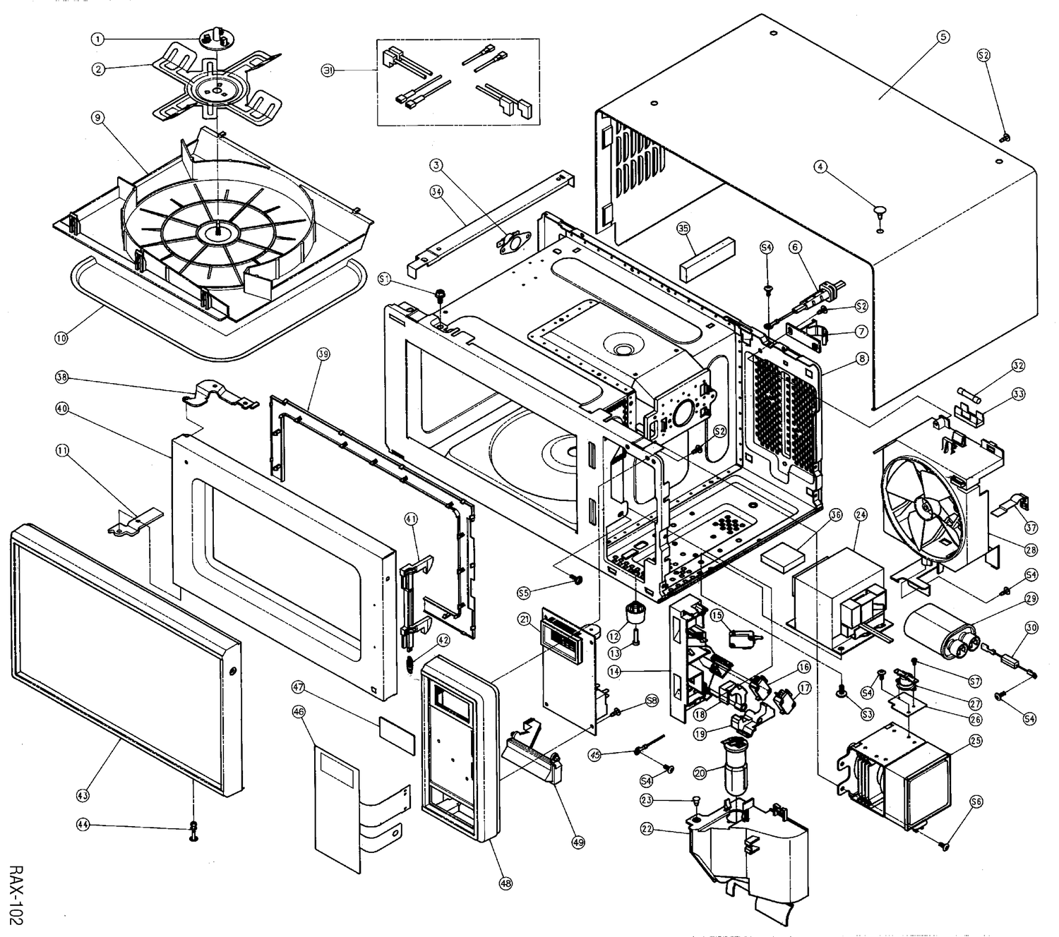 BODY PARTS Diagram and Parts List for GSU0421B  General Electric Microwave