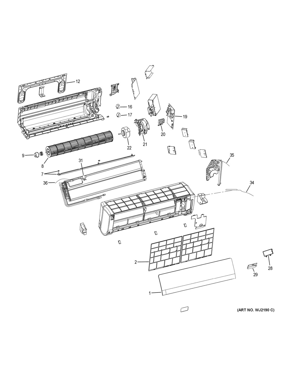 Optional Accessories Diagram and Parts List for MVAW018MV2AA  General Electric Air Conditioner