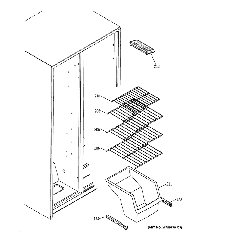 Freezer Shelves Diagram and Parts List for HSS22BDMCWH  Hotpoint Refrigerator