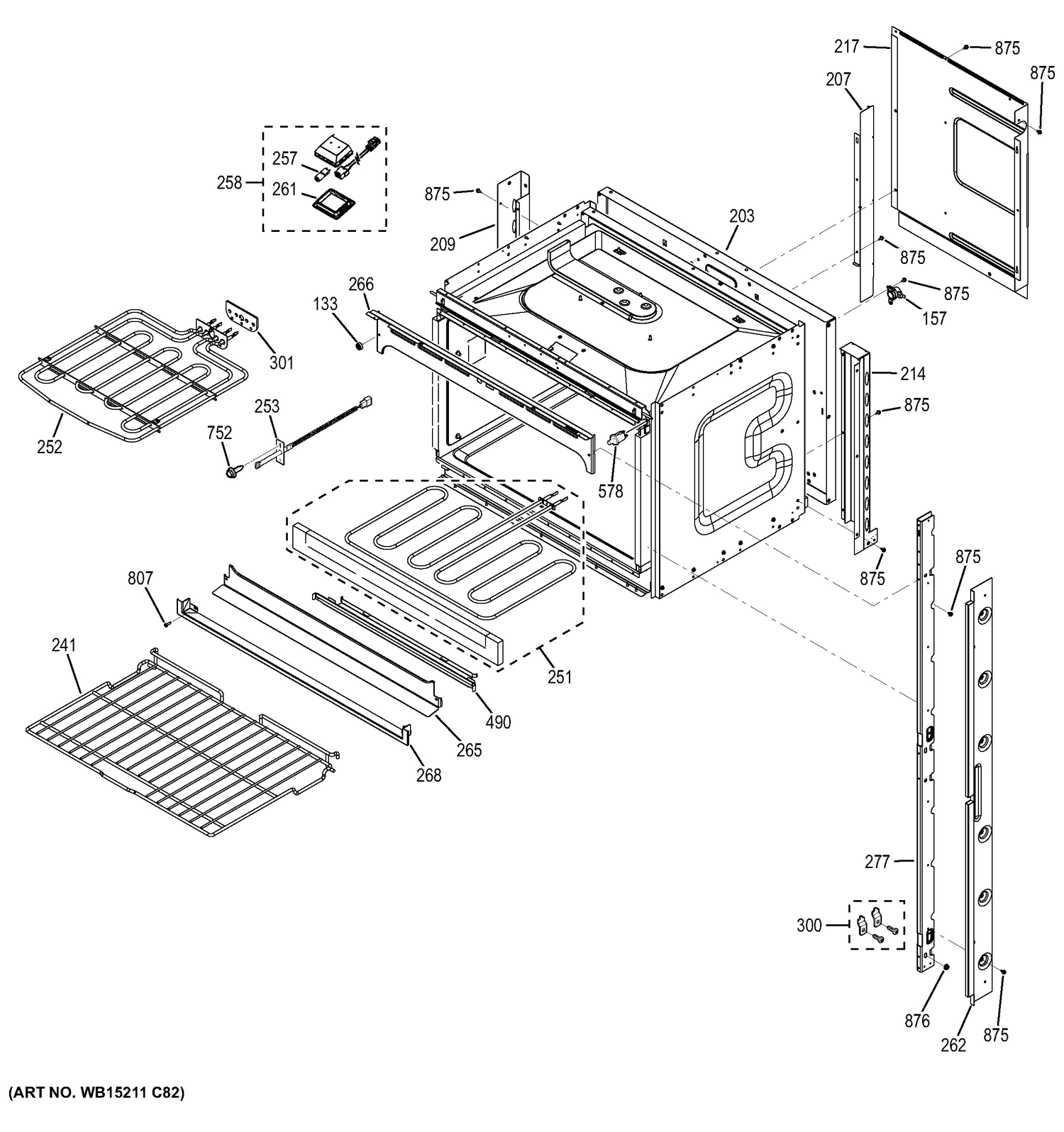 UPPER OVEN Diagram and Parts List for JK3500DF4WW  General Electric Wall Oven