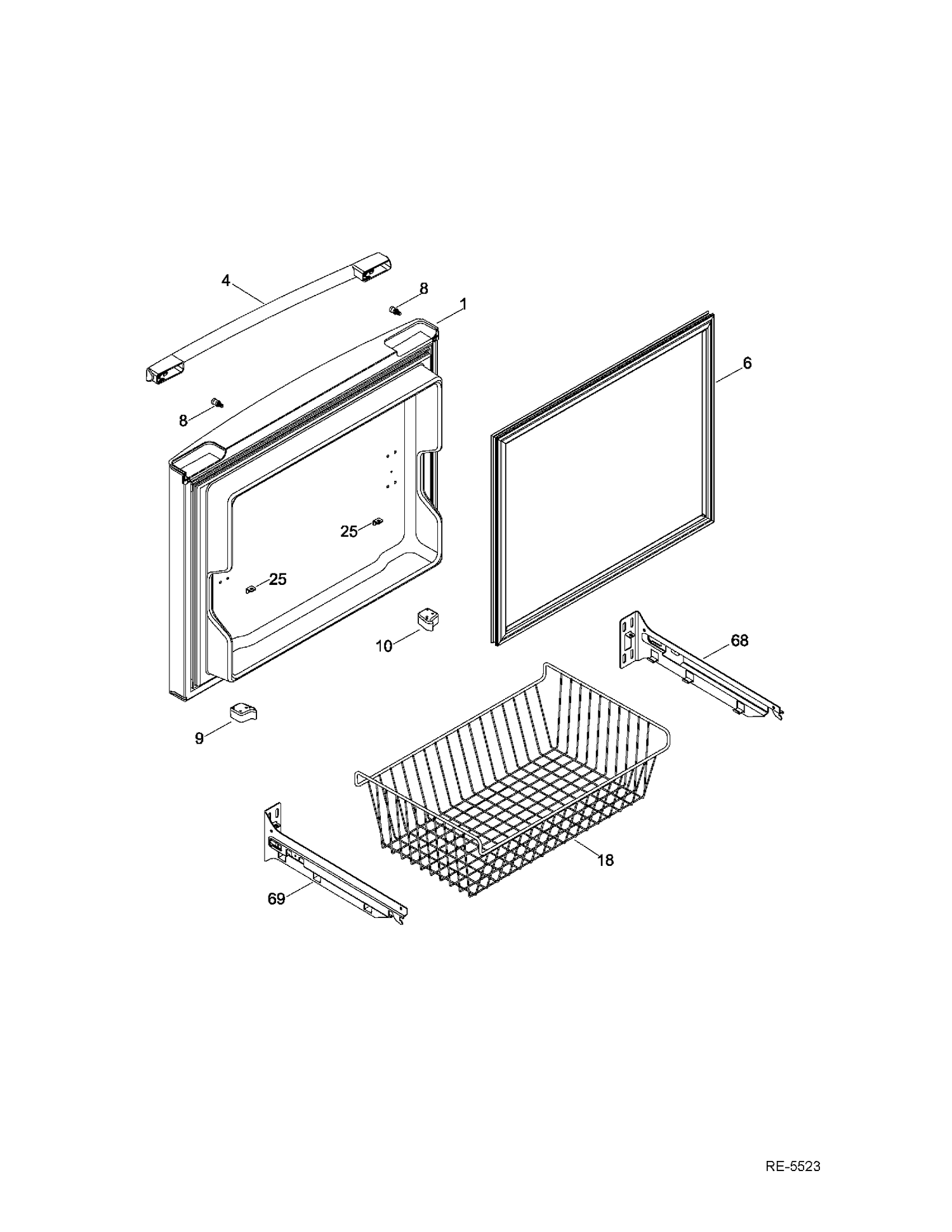 FZ DOOR Diagram and Parts List for GDR20DSEARBS  General Electric Refrigerator