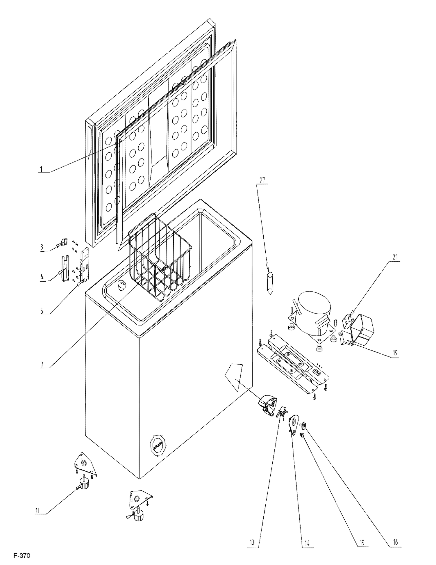 FREEZER Diagram and Parts List for MCM7FXAWW  General Electric Freezer
