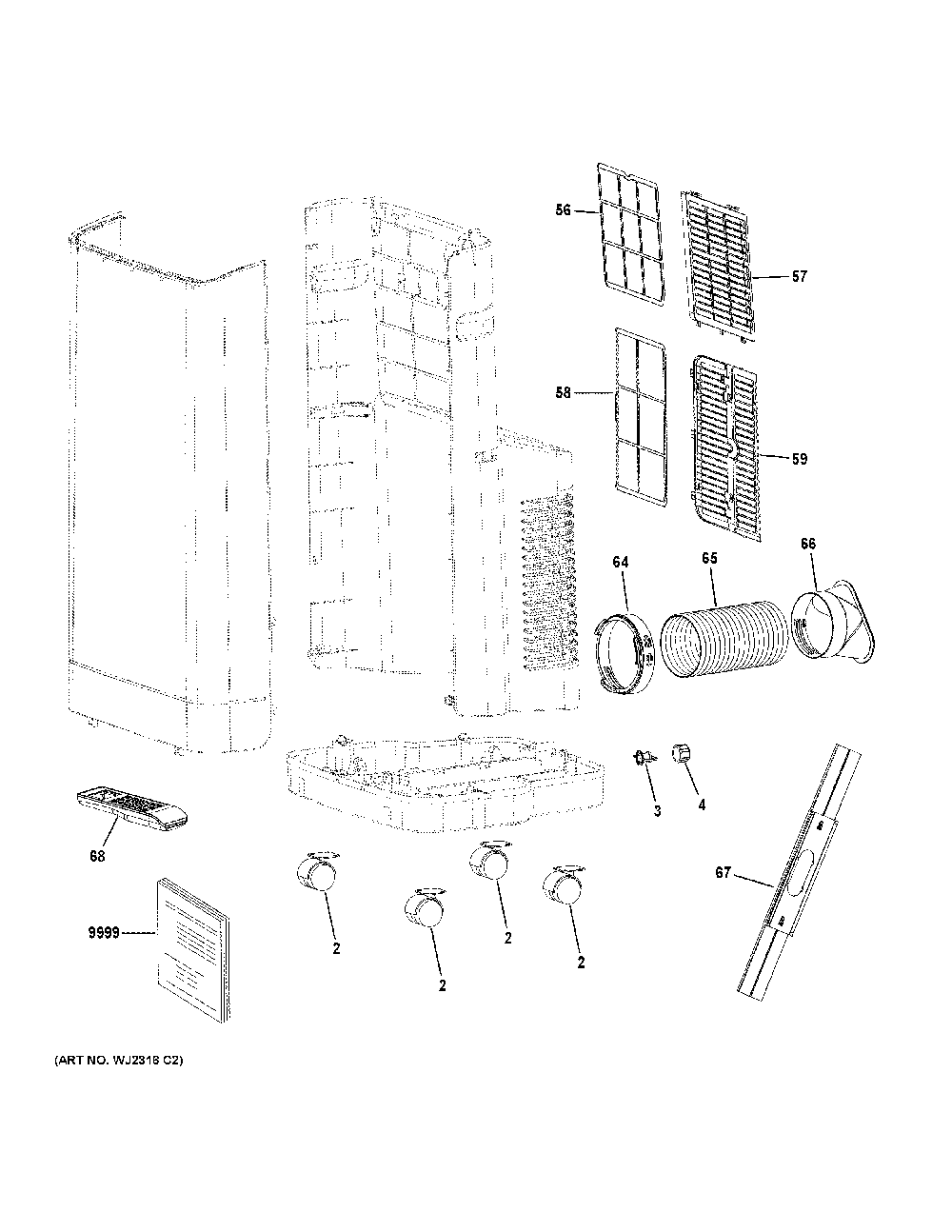 Room Air Condtioner Diagram and Parts List for APCA11YBMWL1  General Electric Air Conditioner