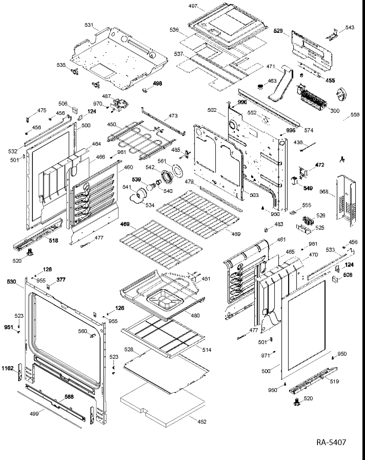 BODY PARTS Diagram and Parts List for JCSP42SR3SS  General Electric Range