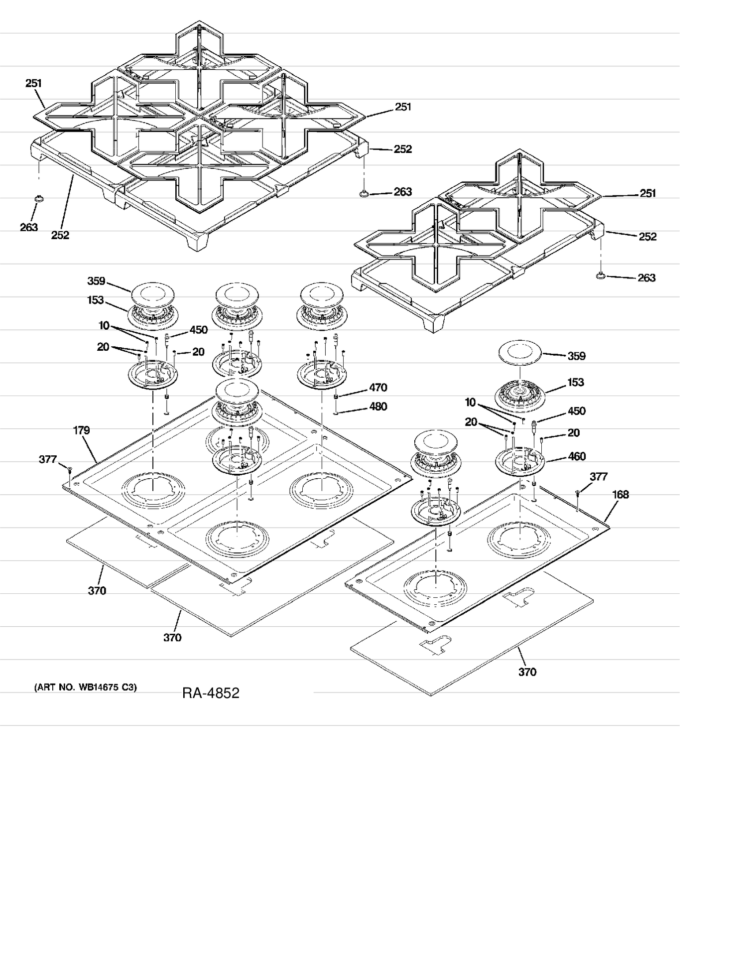 COOKTOP Diagram and Parts List for ZDP486NDP7SS  General Electric Range