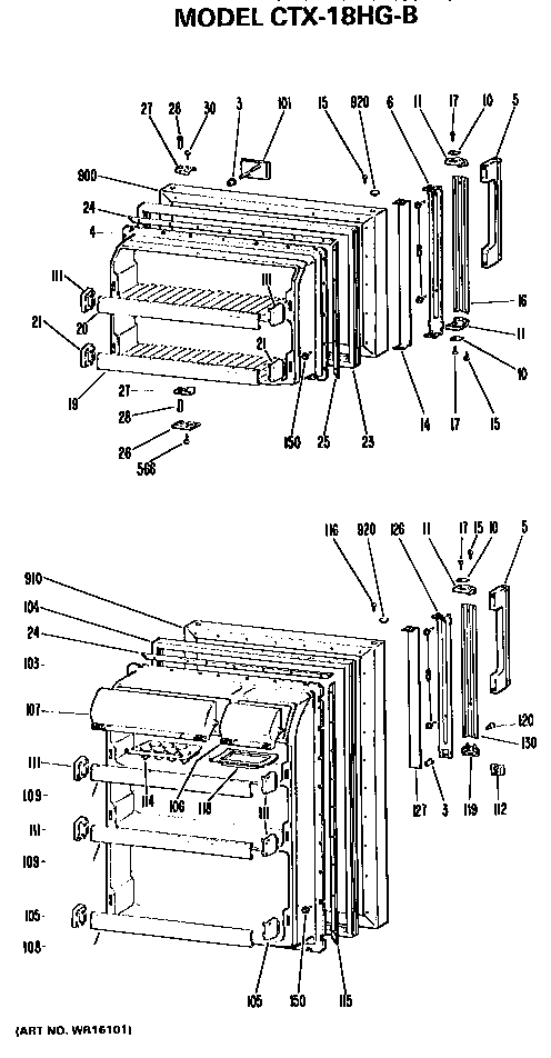 Doors Diagram and Parts List for CTX18HGB  Hotpoint Refrigerator