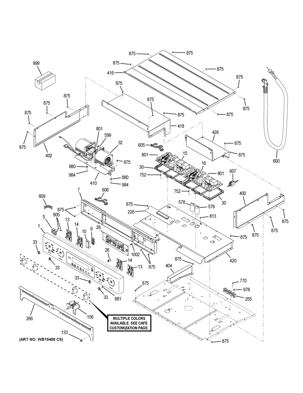 Control Panel Diagram and Parts List for CTD90FP3M1D1  General Electric Range