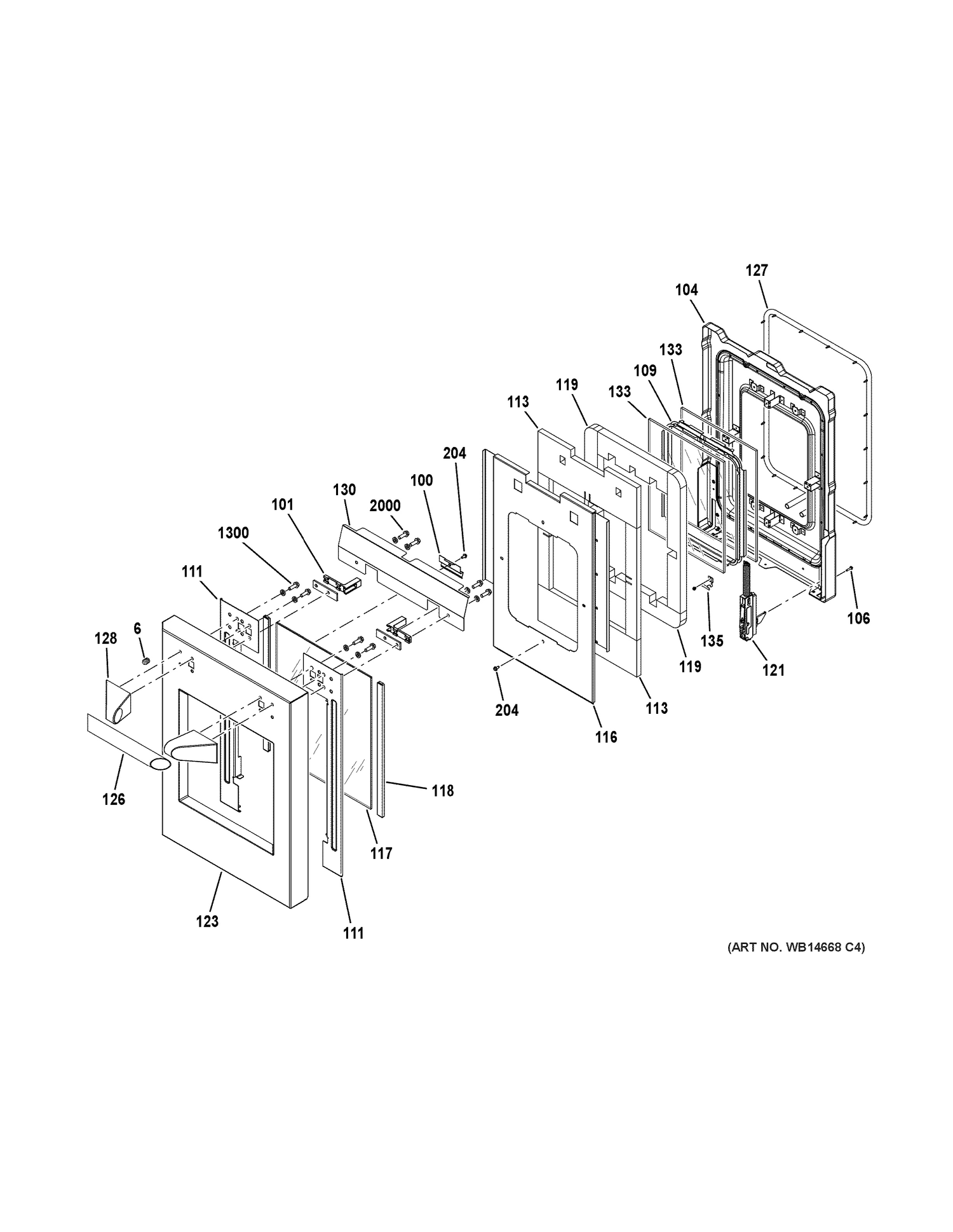 SMALL DOOR ASSEMBLY Diagram and Parts List for ZGP486LRR4SS  General Electric Range