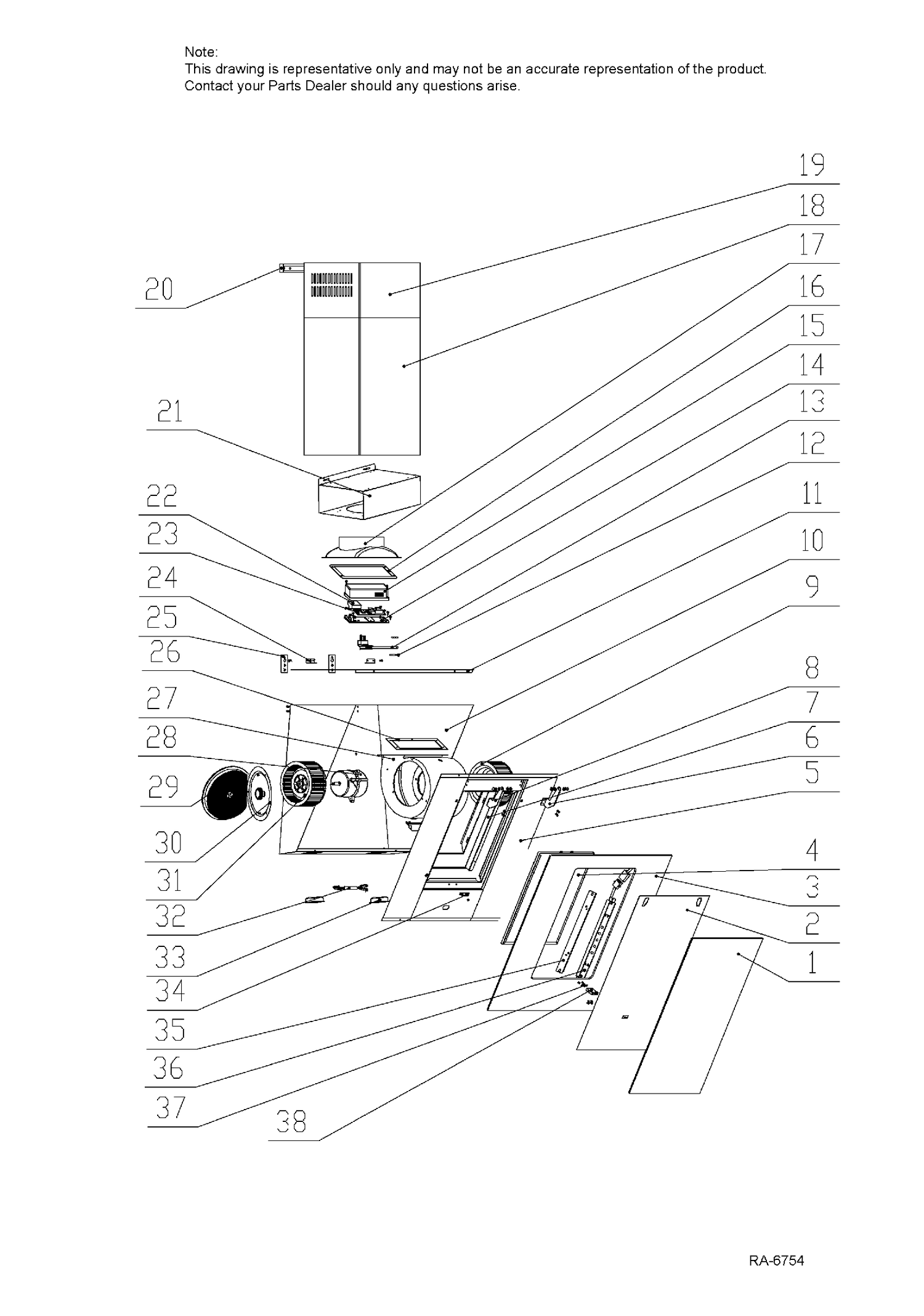 RANGE HOOD Diagram and Parts List for HCH3400ACB  General Electric Range Hood