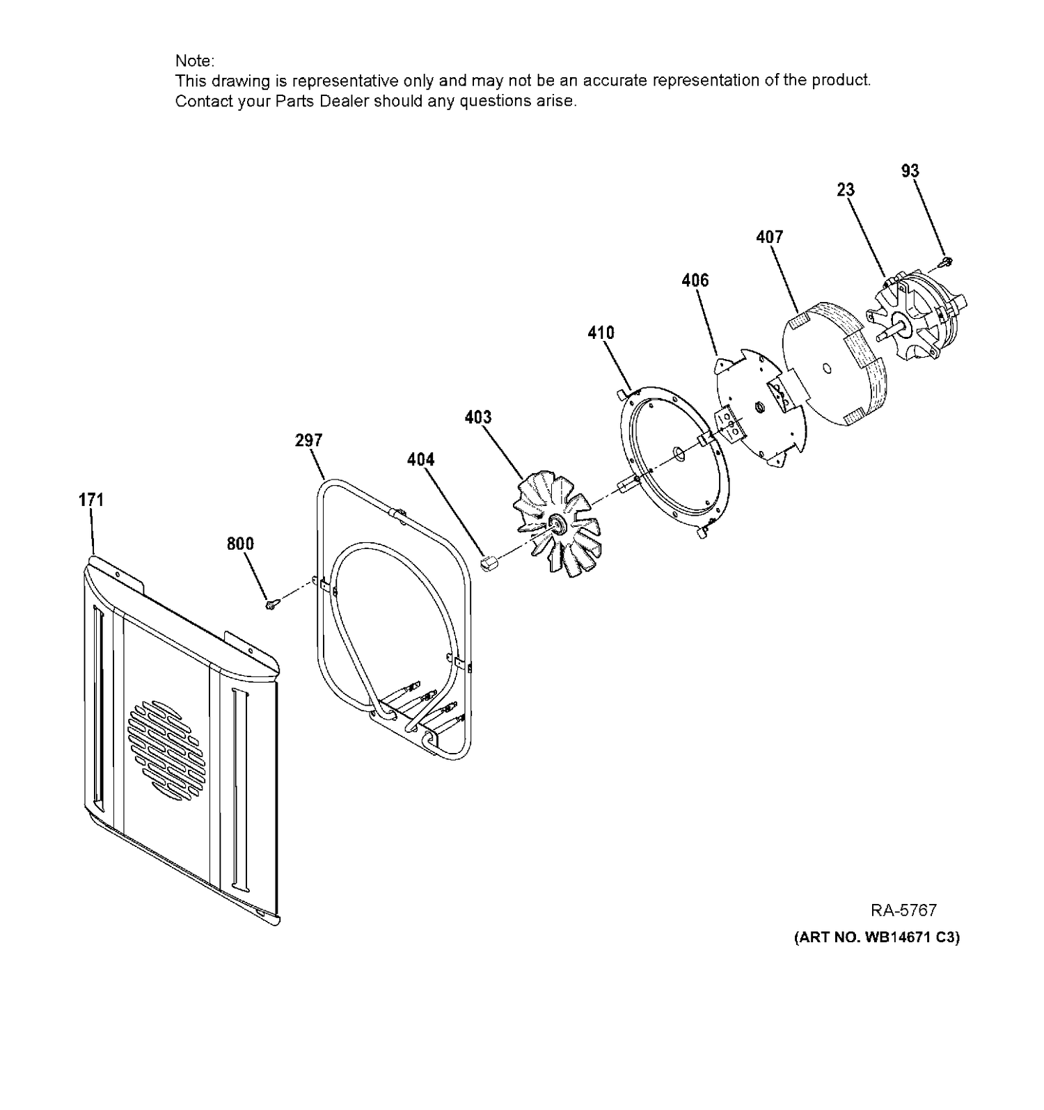 SMALL CONVECTION FAN Diagram and Parts List for ZDP486NDP7SS  General Electric Range