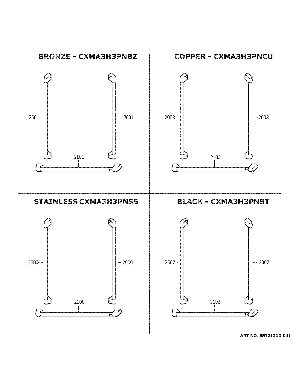 Cafe customization Diagram and Parts List for CWE19SP4NNW2  General Electric Refrigerator