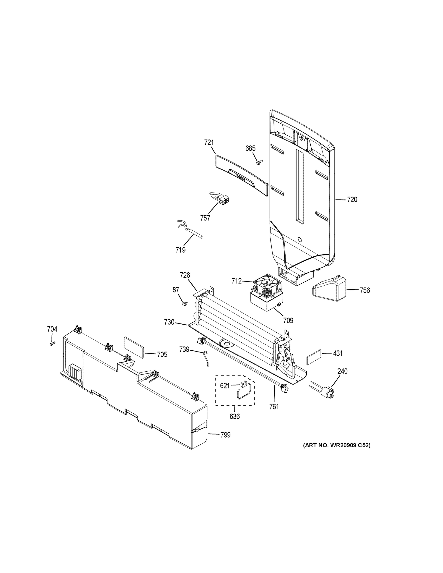 FRESH FOOD SECTION Diagram and Parts List for DFE28JELBDS  General Electric Refrigerator