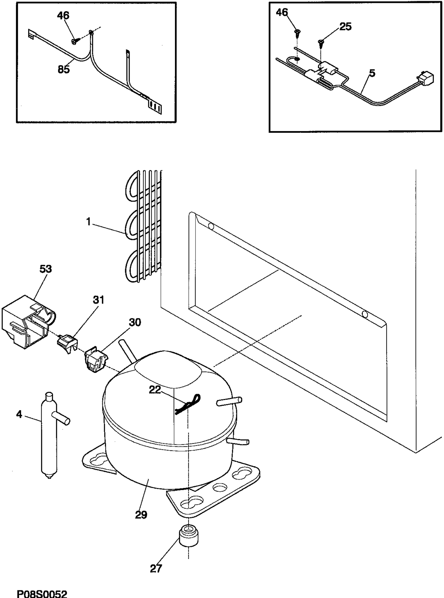 SYSTEM Diagram and Parts List for 80810-4  General Electric Freezer