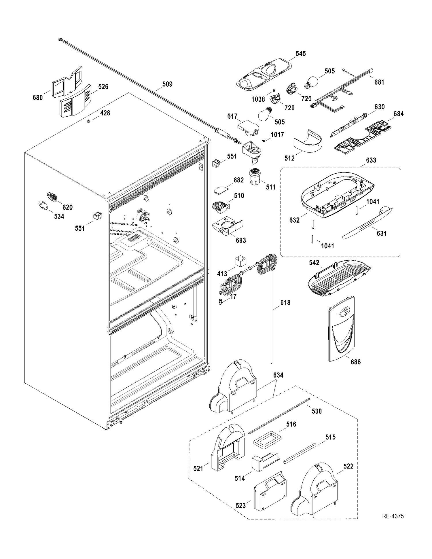 FF SECTION Diagram and Parts List for CFCP1NIYDSS  General Electric Refrigerator