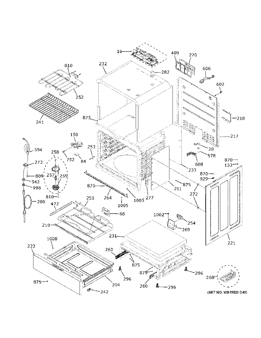 Body Parts Diagram and Parts List for CES700M2N4S5  General Electric Range