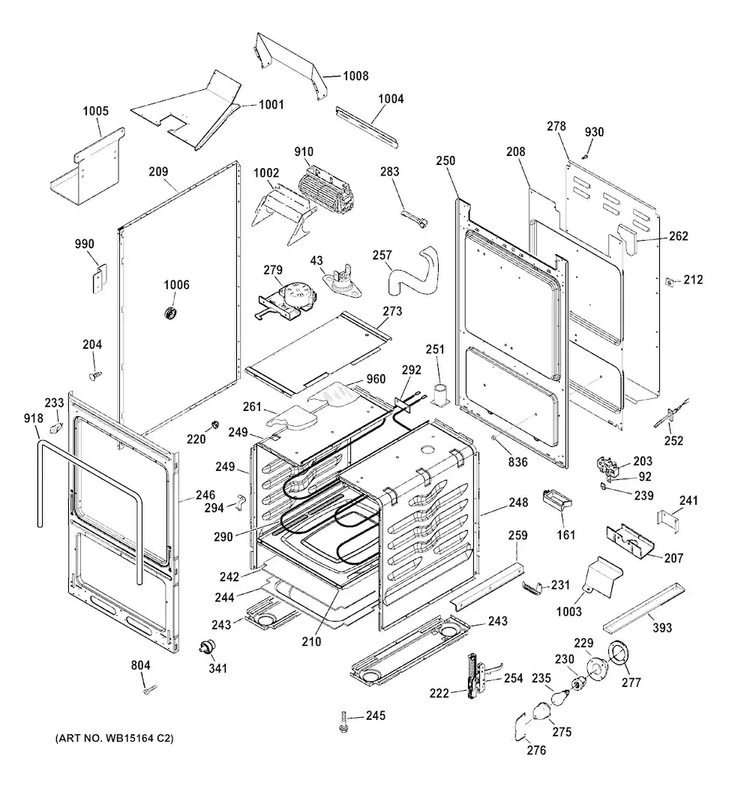 Body Parts Diagram and Parts List for JA624RN1SS  General Electric Range
