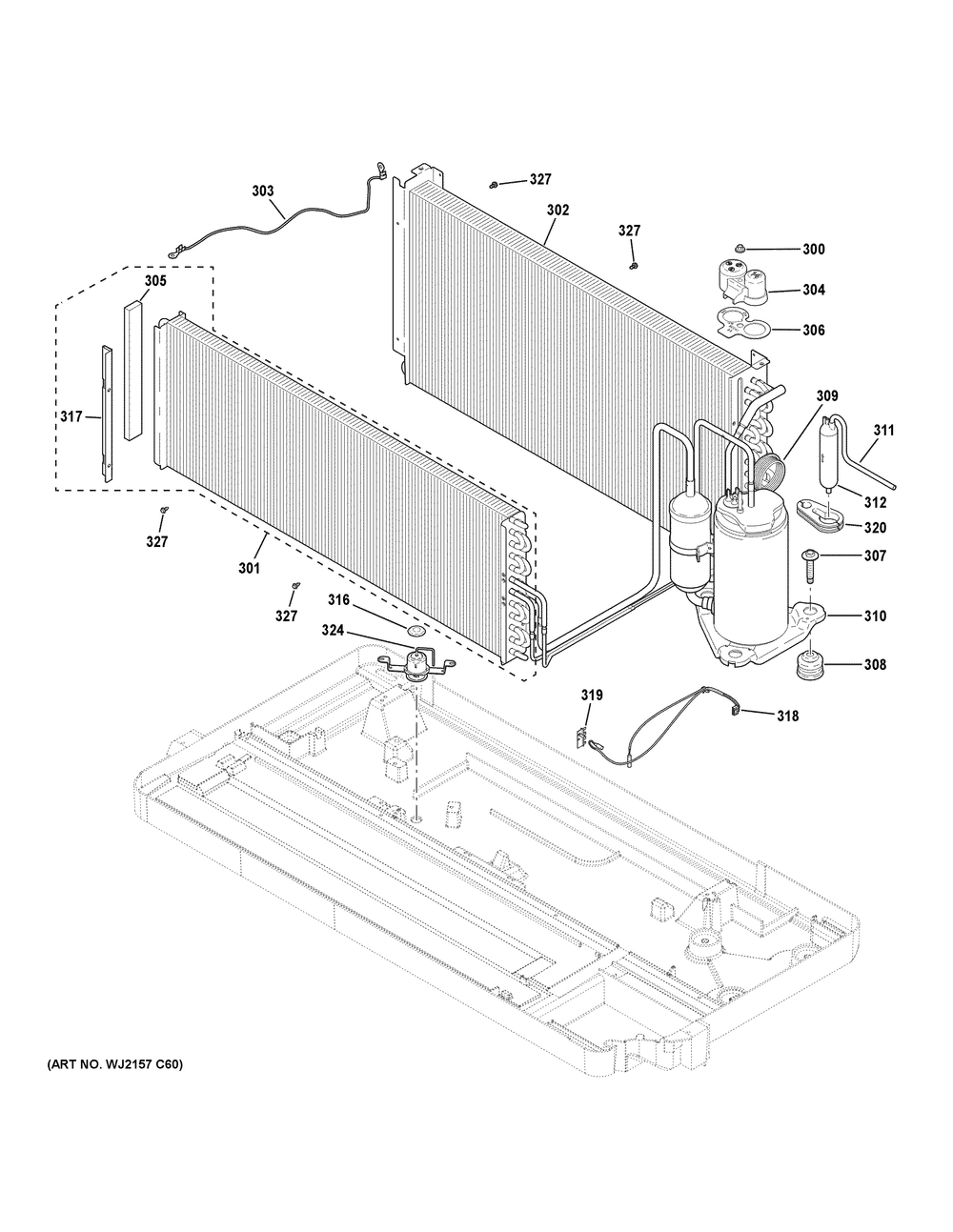 Sealed System Diagram and Parts List for AZES15DCXXAK1  General Electric Air Conditioner