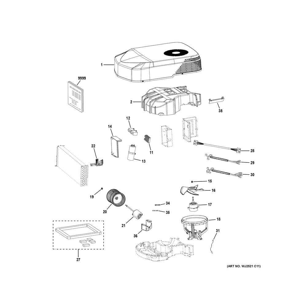 Room Air Conditioner Diagram and Parts List for PLCS13GAHBH1  General Electric Air Conditioner