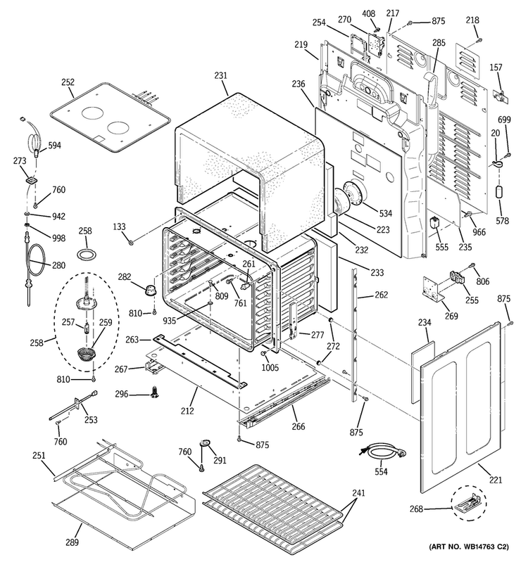 Lower Oven Diagram and Parts List for PCB975SP1SS  General Electric Range