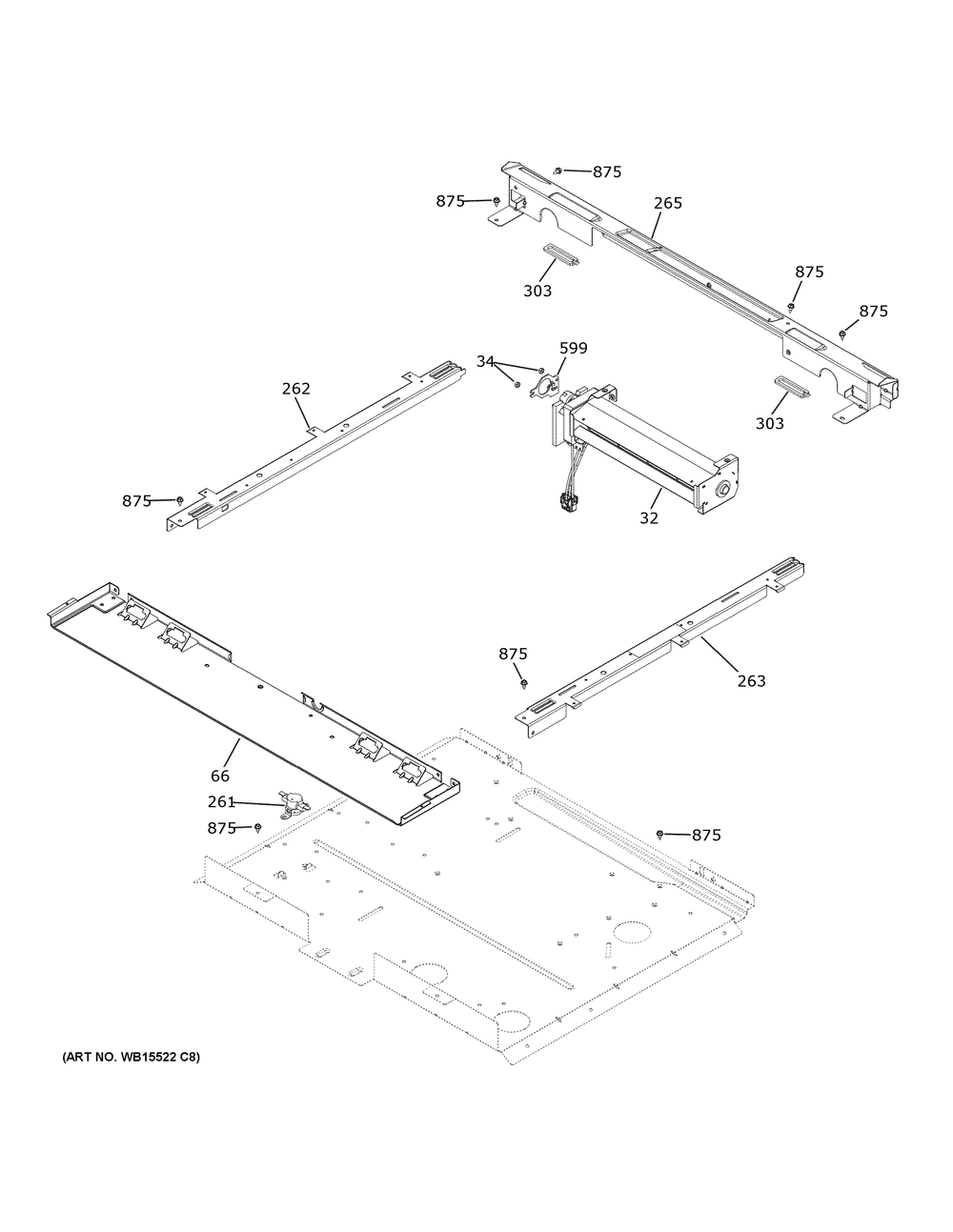 Cooling Fan Diagram and Parts List for JSS86SP8SS  General Electric Range