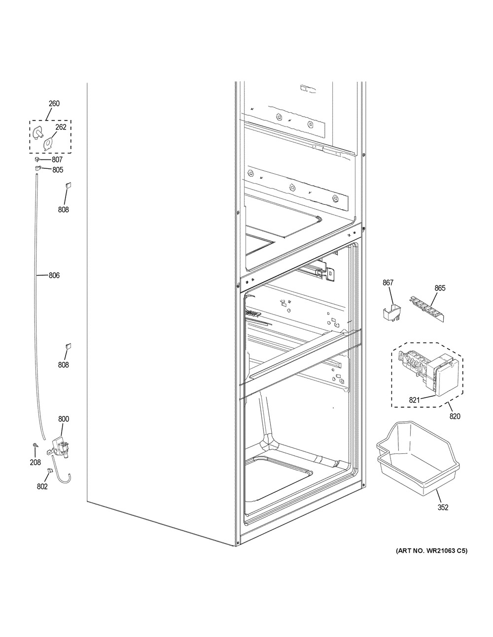 Ice Maker Diagram and Parts List for GLE12HSLBRSS  General Electric Refrigerator