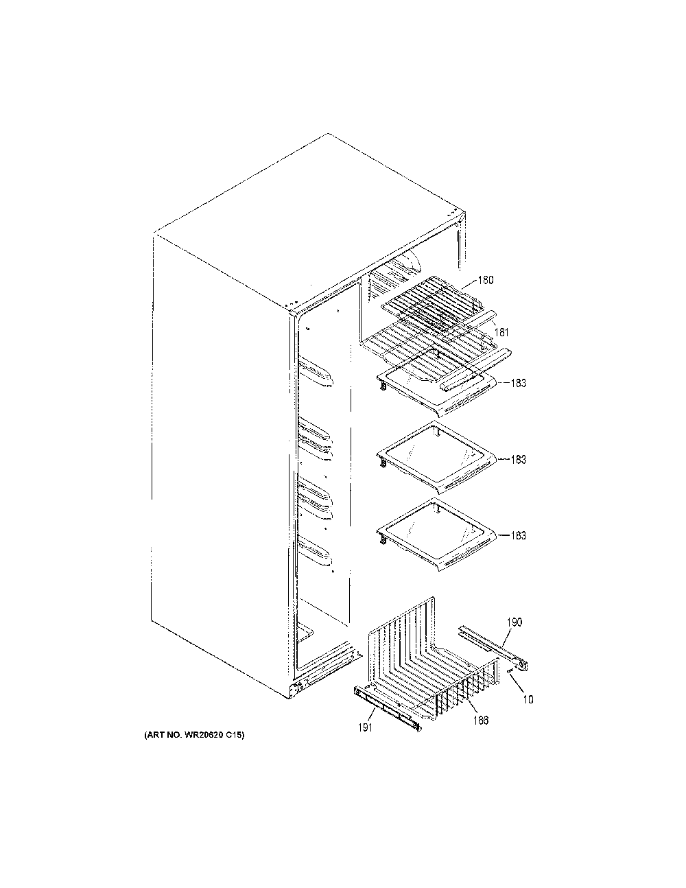 Freezer shelves Diagram and Parts List for GSS23HSHRCSS  General Electric Refrigerator