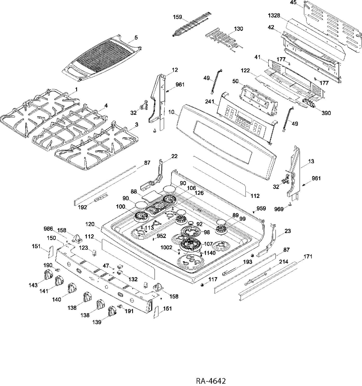 CONTROL PANEL & COOKTOP Diagram and Parts List for PCGB980SET2SS  General Electric Range